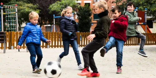 Kids are playing football