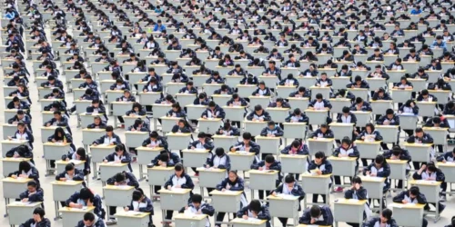 outdoor exam in Yan'an, China