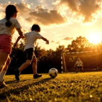 Kids playing soccer