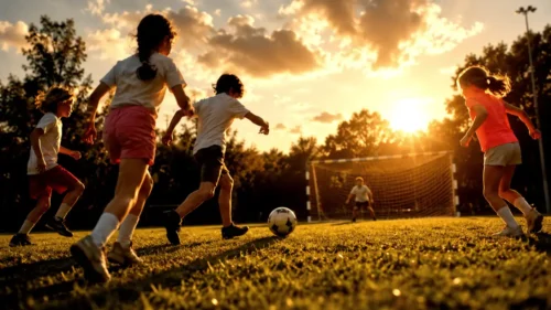 Kids playing soccer