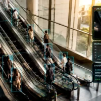 People on escalator