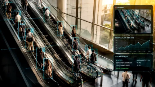 People on escalator
